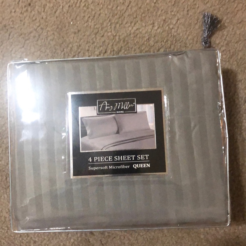 Grey stripe Sheet Set NWOT